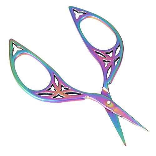 Vintage Creative Leaf Design Scissors, Stainless Steel Needlework Scissors with Gift Package for Embroidery, Sewing, DIY(color)