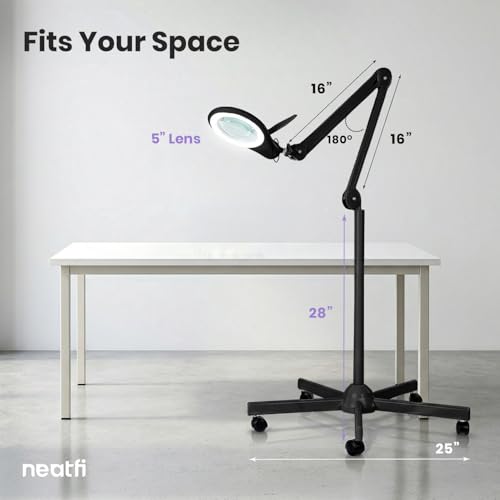 Neatfi LED Bifocal Magnifying Floor Lamp, 1200 Lumens, 5D + 20D (Black) - color: Black, size: 5 Inches