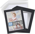 Somime 10 Pack 11x14 Black Picture Mat Kit for 8.5x11 Photo with Bevel Cut - size: 11x14 10pack black complete set for 8.5x11