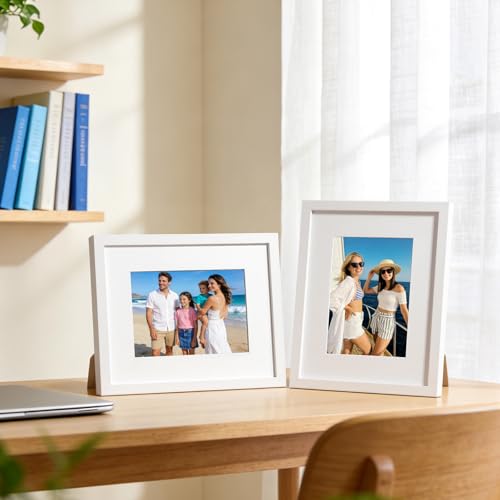 HappyHapi 8x10 Picture Frames Set of 10, Wall or Tabletop Display, White - color: White, size: 8x10 inch