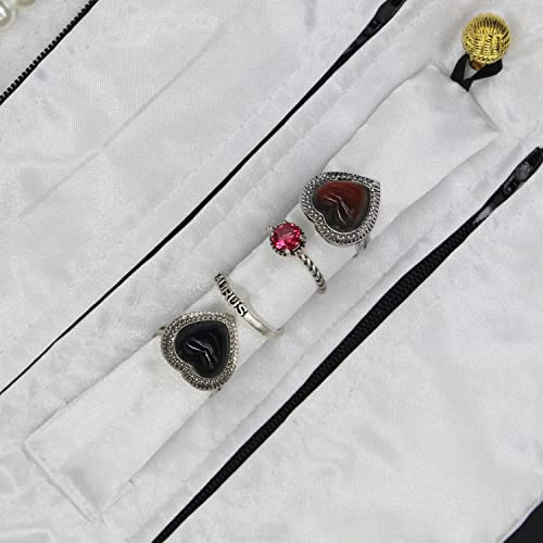 SmilerSmile Jewelry Travel Bag Embroidery Travel Jewelry Organizer with Tie Close Embroidered Flower Jewelry Roll for Women Girls (Butterfly/White) - color: 01 White/Butterfly