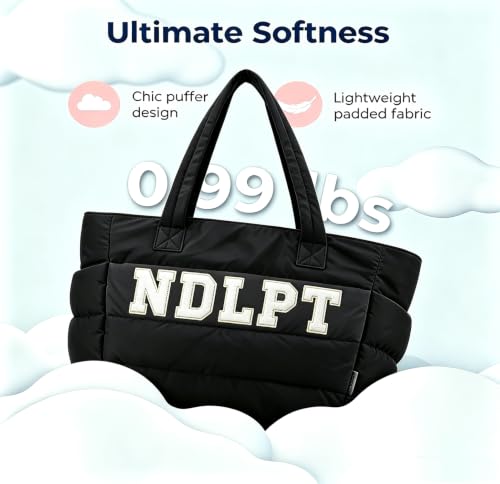 Needlepoint (NDLPT) Tote Bag & Clear Stitching Zipper Pouch Set (Black) - color: Black