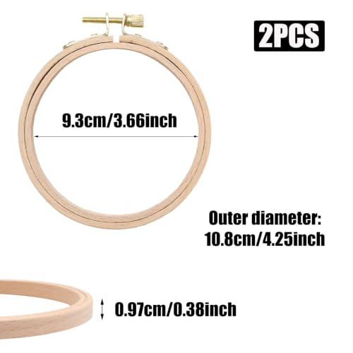 Mormchlots 2Pcs 4 Inch Wood Embroidery Hoops - size: 4 inch