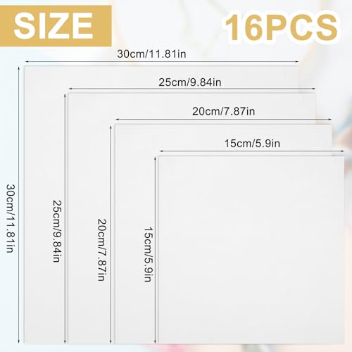 16 Pcs Embroidery Fabric Cloth, 5.9 to 11.8inch Embroidery Cloth Squares - color: White