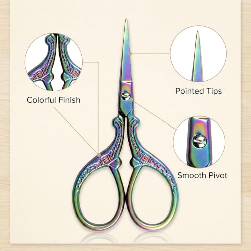 BIHRTC 3.6 Inch Mini Embroidery Scissors Sewing Crafting Stainless Steel Sharp Tip Scissors Shears for Needlework Threading Craft Art Work DIY Tools Cross Sticth - color: Colorful