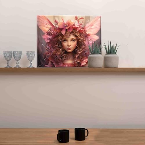 Little Girl Angel DIY Paint by Numbers for Adults Pink Wreath DIY Digital Oil Painting Acrylic Paint Angel Girl Flowers Painting Kits Canvas With Acrylic Paint Room Decor 16x20 Inch （DIY Frame ） - color: Angel-01, size: 16''Wx20''H(DIY Frame)