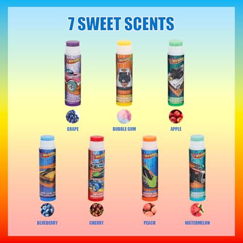 Hot Wheels Keychain Lip Balm Set, 7-Piece Plant-Based, Ages 3+ - color: Hot Wheels