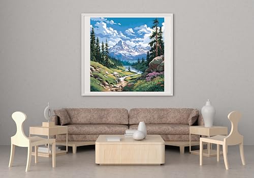 14CT Counted Cross Stitch Kits for Adults Mountain Flowers Stamped Cross Stitch Kits for Adults Clearance (Mountain 5) - color: Mountain 5