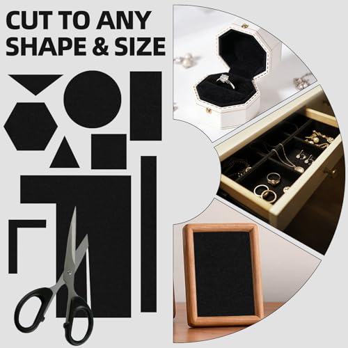 Self Adhesive Felt Sheets, 6PCS 13.4"x10.8" 2mm Thick Black - color: Black