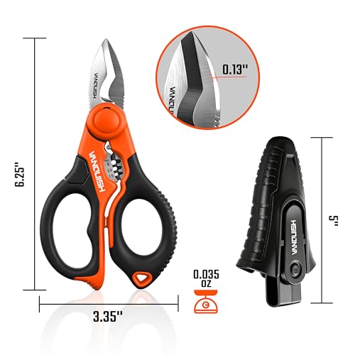 VANQUISH 6 1/4" Stainless Electrician Scissor with Crimper and Stripper