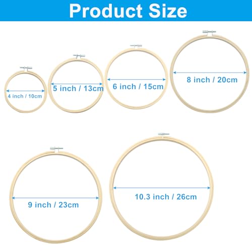 Moicstiy 6 Pcs Adjustable Embroidery Hoops Set - style: 4/5/6/8/9/10 Inch