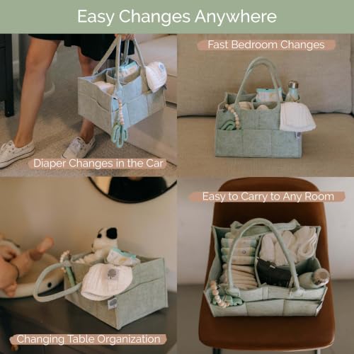 Parker Baby Co. Felt Diaper Caddy Organizer - Regular, Sage - color: Sage Green (Heathered Sage Green), size: Regular