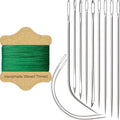 VONEEDL Upholstery Repair Kit: Waxed Sewing Thread (Green Color) & Heavy Duty Needles (11 PCS) for Leather, Canvas & Quilting Thread - color: Green