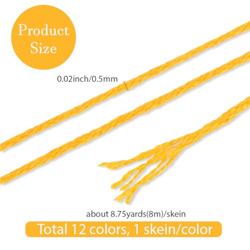 12 Skeins 6 Strands Yellow Embroidery Thread for Hand Sewing - color: Yellow
