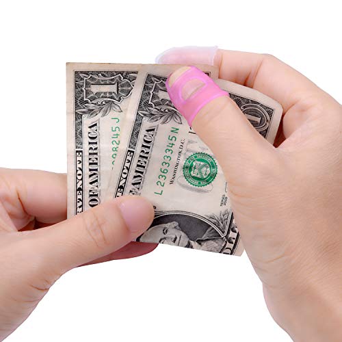 Wisdompro 16 Pcs Finger Tips, Thimble Fingertip Grips - Pink, Translucent - color: Pink & Translucent