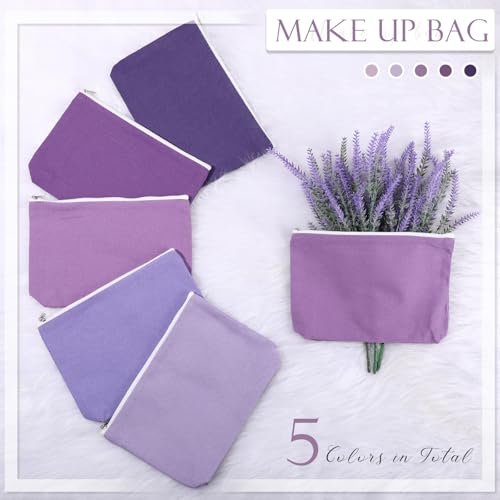 Reginary 10 Pcs Canvas Makeup Bags Bulk Blank Cosmetic Bags,Purple - color: Purple