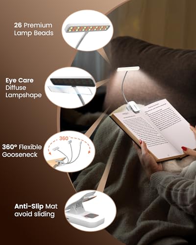 Glocusent 26 LED Reading Lights for Books in Bed, Ideal Gifts for Reader - color: White