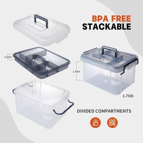 2-Tier Medicine Organizer - Plastic Portable Storage Box with Handle Blue - color: Blue