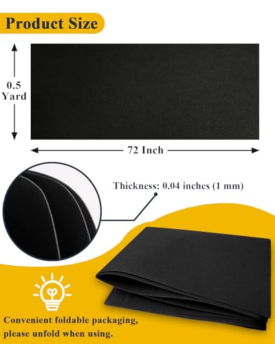 Black Felt Fabric 72" x 18", Large Stiff Craft Felt Sheet by The Yard - color: Black, size: 72" X 18" (0.5 Yard)