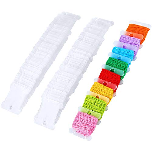 100 Pieces Embroidery Thread Cards Cross Stitch Floss Bobbins and 36 Grids Plastic Storage Box Transparent Container for Thread Organizer Holder Earrings, Jewelry Making Tool, Beads