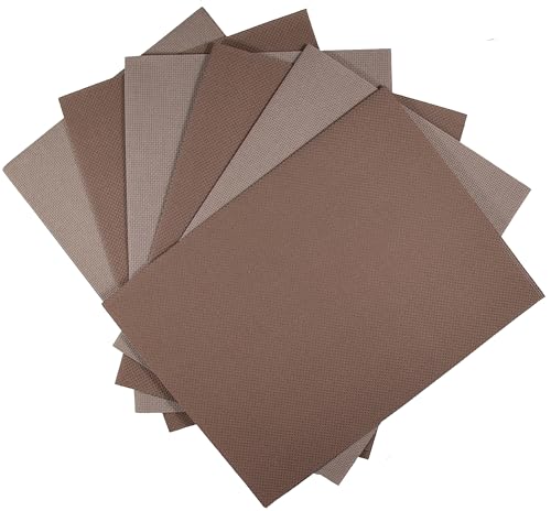 KCS 6 pc of 12" x 18" (30cmx45cm) 14CT Counted Cotton Aida Cloth Cross Stitch Fabric (Coffee+Brown) - color: Coffee+brown