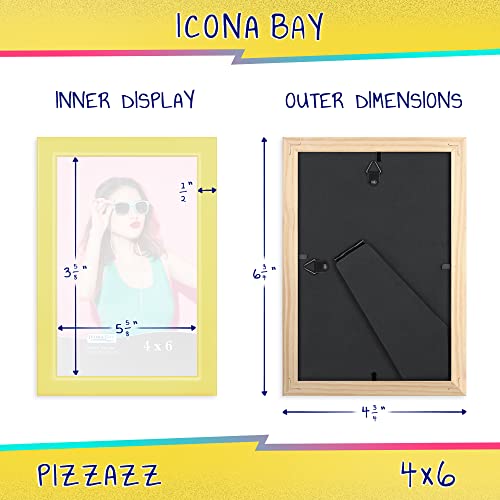 Icona Bay 4x6 Pastel Yellow Picture Frame - Solid Wood, Pizzazz Collection - color: Pastel Yellow, size: 4x6