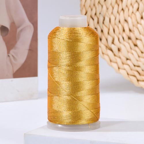 492.12 Yards Metallic Gold Embroidery Thread Nylon Cross Stitch Floss Decorative Friendship Bracelets 9 Ply Spool String for for Sewing Making Needlework Art Craft DIY Knitting Stitching