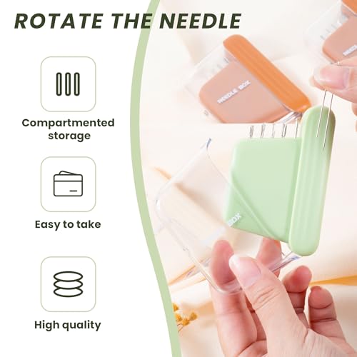 HUISUYTON Portable Travel Magnetic Sewing Needles Case,10PCS Needles(Beige) - color: Beige