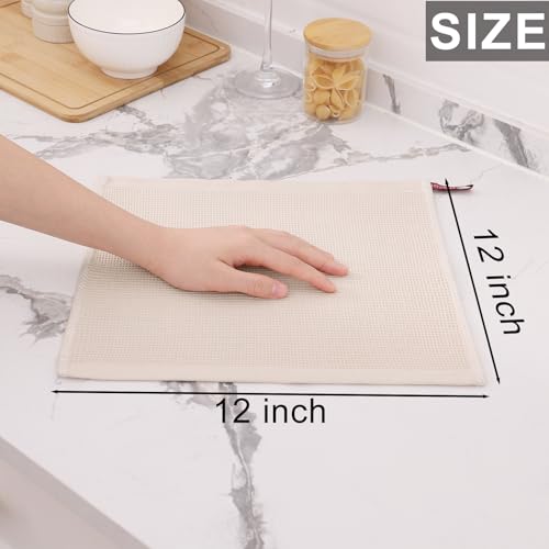 Homaxy 100% Cotton Waffle Weave Dish Cloths, 12 Pack, Beige - color: Begie, size: 12 x 12 - 12 Pack