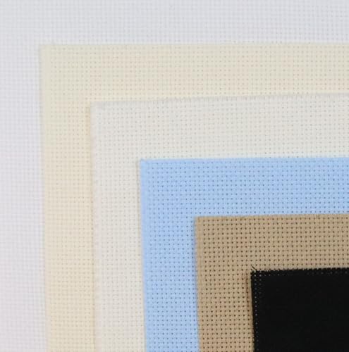 KCS 6 pc of 15" x 18" (38cmx45cm) Counted Cotton Aida Cloth Cross Stitch Fabric Rolled Box (18CT-A) - color: 18ct-a