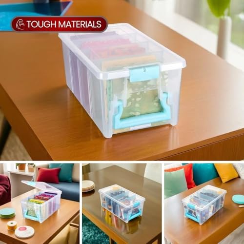 ArtBin Semi Satchel Craft Organizer with 3 Dividers, Aqua Accents - color: Clear, size: Pack of 1