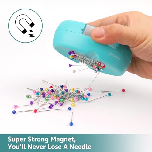 Arcimatto Magnetic Pin Holder, Strong Magnet Pincushion with Drawer, Pin Cushion with 100 Pcs Ball Head Straight Pins for Sewing, Needle Cushions Bobby Pin Holder Paper Clip Organizer for Quilting - color: Blue