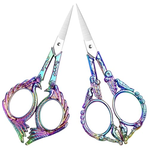AQUEENLY Embroidery Scissors Small Sewing Scissors for Fabric Cutting 2 PCS