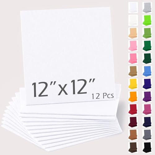 12" x 12" Felt Sheets for Crafts, 2mm Stiff Felt Fabric (12 Pcs), White - color: White
