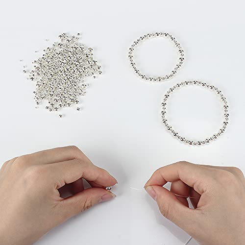 (R) Silver Plated Smooth Round Metal Beads Assorted Size Jumbo Pack 2100 pcs - color: Silver 2100 Pcs Mixed Size