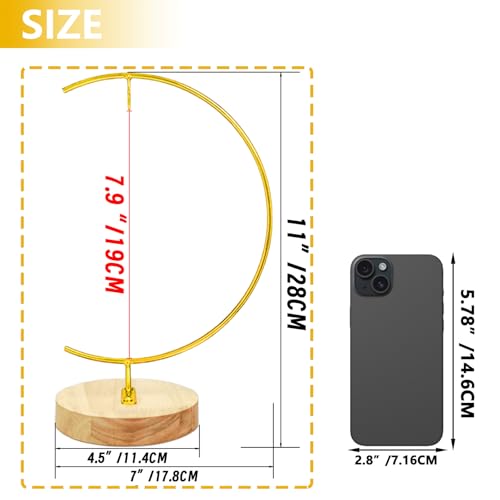 YY YEARCHY 11-inch Ornament Display Stand with Wooden Base Metal Hook Tabletop Holder for Hanging Glass Globe Ball Gifts(1, Bright Gold) - color: Bright Gold