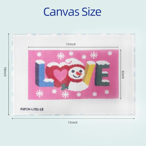 Howie's Needlepoint Needlepoint Kits for Adults & Beginners, 18 Mesh Printed Needlepoint Canvas, Stamped Patterns Canvas Starter Kits(Snowy Love,11"x 6") - color: Snowy Love