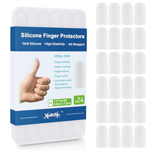 Gel Finger Cots Protectors, Silicone Covers, Bandages, Caps & Sleeve, Clear - color: Clear, size: M(24)