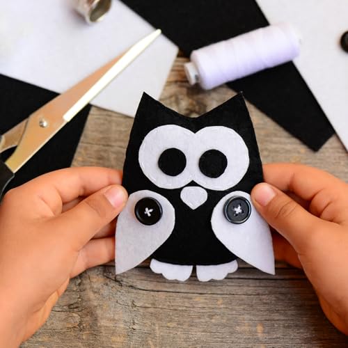 NACHLYNN Self Adhesive Felt Fabric Sheets 7"x11.5" /18x29cm Sticky Back Felt Fabric for Crafts Art Project DIY Sewing Patchwork Decoration (11, Black) - color: Black