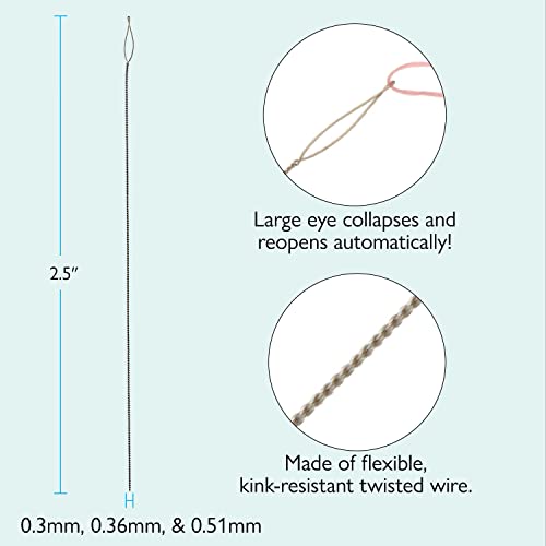 The Beadsmith Basic Elements Collapsible Eye Needles – 2.5 Inch Long – Flexible Twisted Wire – Large Eye, Easy to Thread – 3 Needles in Assorted Sizes - size: 2.5" Long - 3 Needles
