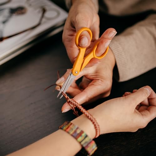 Fiskars 5" Orange-Handled Micro-Tip Fabric Scissors, No. 5 - size: 5”, style: Double Loop Handle