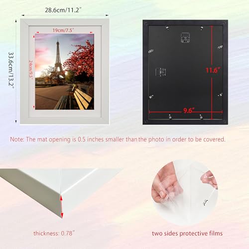 10x12 Photo Frame Gallery Picture frame with 8x10 mat,Freestanding and Wall Mountable,White - color: White, size: 10x12