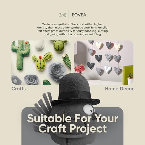 EOVEA - Acrylic Felt Fabric by The Yard - Soft and Durable 72" Wide & 1.6mm Thick Felt Sheets for DIY Crafts, Sewing, Upholstery, Cushion, Padding, Costumes(Platinum Grey, 1 Yard) - color: Platinum Grey, size: 1 Yard
