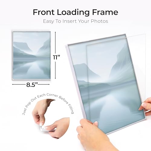 MANTELLO ESSENTIALS Front Loading White Picture Frame 8.5x11 - Set of 6 - Table Desk Wall hanging For Artwork - Certificates Diplomas - Family Gallery Multi Photo Frame - color: White, size: 8.5x11 - 6 Pack