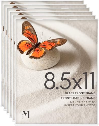 MANTELLO ESSENTIALS Front Loading White Picture Frame 8.5x11 - Set of 6 - Table Desk Wall hanging For Artwork - Certificates Diplomas - Family Gallery Multi Photo Frame - color: White, size: 8.5x11 - 6 Pack