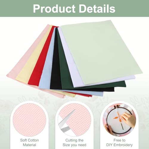 PATIKIL 14 Count Cross Stitch Cloth 19"x28", Embroidery Cotton Fabric DIY Cross Stitch for Handmade Needlework Art Crafts Machine Embroidery, Pink - color: Pink, size: 19"x28"