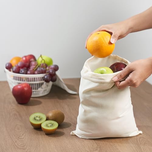 PALTERWEAR 100% Cotton Drawstring Bags 10‑Pack 9x12 Lightweight 70 GSM Muslin Pouch Set | Reusable Gift, Craft, Pantry, Travel Storage | Double Drawstring (Natural Beige, 9 x 12 Inches) - size: 9 x 12 Inches