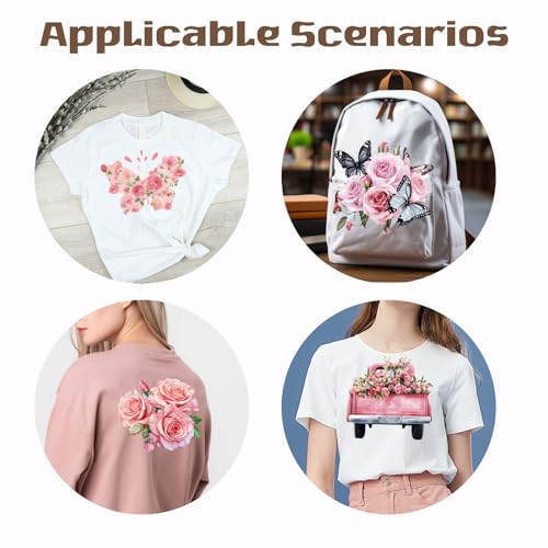 SUPERDANT 4PCS Pink Roses Iron on Transfer Paper Butterfly Flowers Heat Transfer Sticker Valentine's Day Iron on Decals for T Shirts DTF Transfers Ready to Press for Clothing Hoodie Jackets DIY Gift - style: Pink Roses