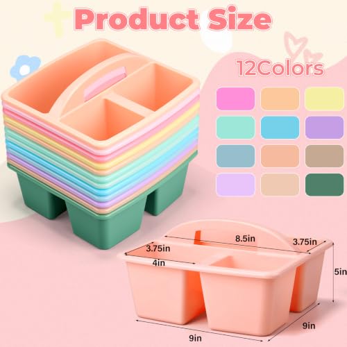 Kathfly 12 Pack Classroom Caddy Organizer with Handle Bulk, Mixed Color 1 - color: Mixed Color 1