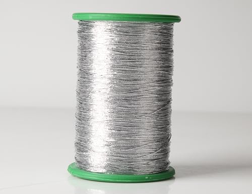 KONMAY Silver Elastic Thread for Sewing, 0.5mm 440 Yards Stretch Bobbin Thread for Shirring, Smocking, Gathering, Ruching, Decorative Sewing, Waistbands, Cuffs & Lightweight Garment Projects - color: Silver